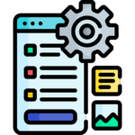 square_4_media A stylized illustration of a webpage or app interface with a gear symbol, colored icons, a note, and an image, representing settings or customization options. media_agency