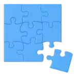 square_4_media A nearly completed blue puzzle with one piece missing in the lower right corner; the missing piece is placed nearby. media_agency