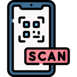 square_4_media Illustration of a smartphone displaying a QR code on its screen, with a pink label reading "SCAN" next to it. media_agency