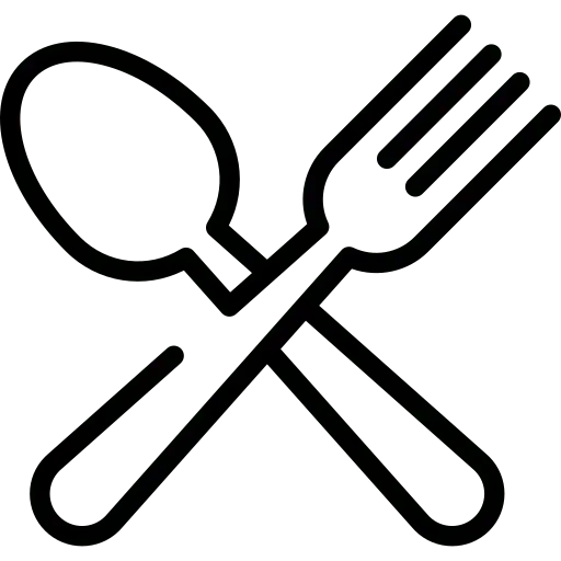 square_4_media Black outline icon of a spoon and fork crossed over each other on a transparent background. media_agency