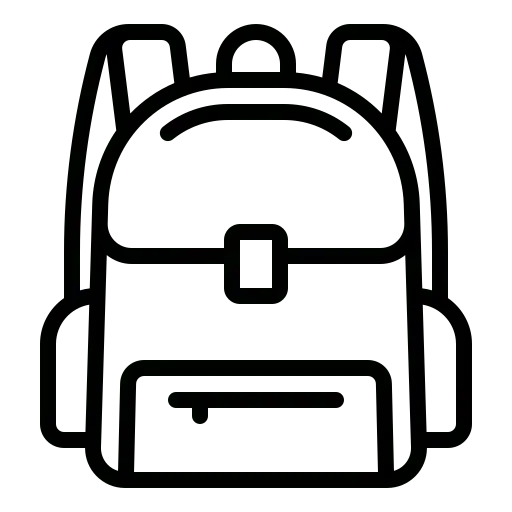 square_4_media Black and white line drawing of a backpack with a front pocket and two straps. media_agency